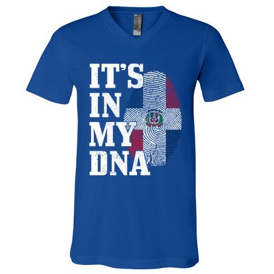 Dominican Republic It's In My Dna Dominican Flag Pride Cute Gift V-Neck T-Shirt