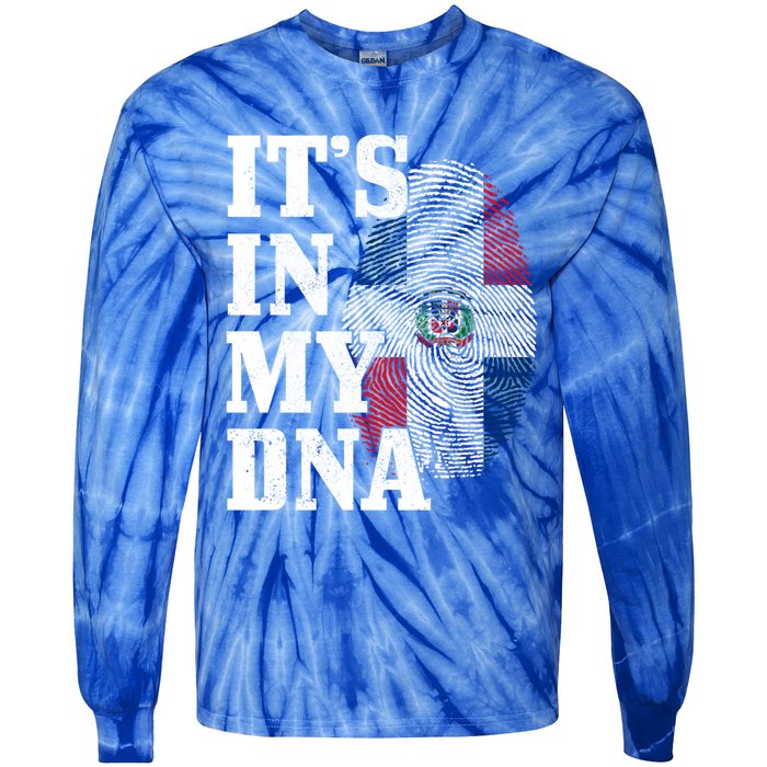 Dominican Republic It's In My Dna Dominican Flag Pride Cute Gift Tie-Dye Long Sleeve Shirt