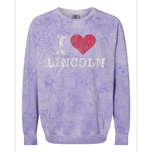 Distressed Retro I Love Lincoln Souvenir Colorblast Crewneck Sweatshirt