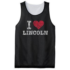 Distressed Retro I Love Lincoln Souvenir Mesh Reversible Basketball Jersey Tank