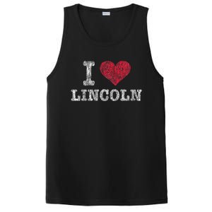 Distressed Retro I Love Lincoln Souvenir PosiCharge Competitor Tank