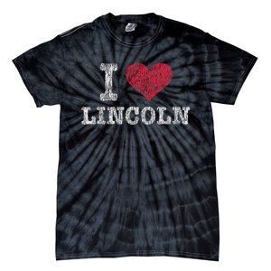 Distressed Retro I Love Lincoln Souvenir Tie-Dye T-Shirt