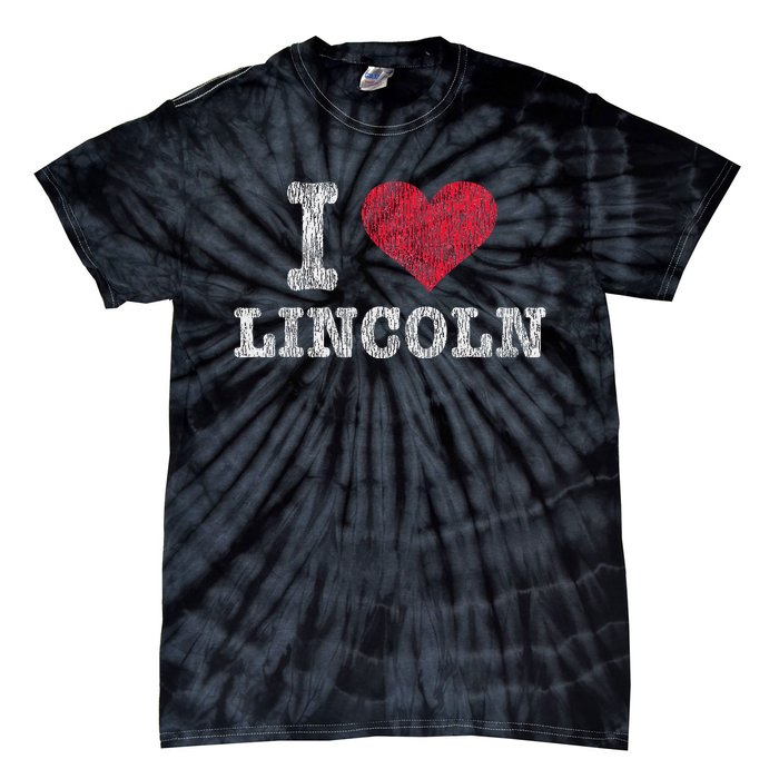 Distressed Retro I Love Lincoln Souvenir Tie-Dye T-Shirt