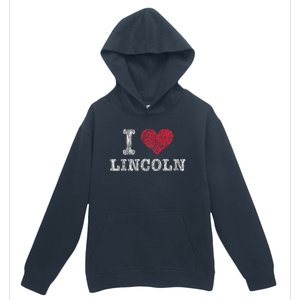 Distressed Retro I Love Lincoln Souvenir Urban Pullover Hoodie