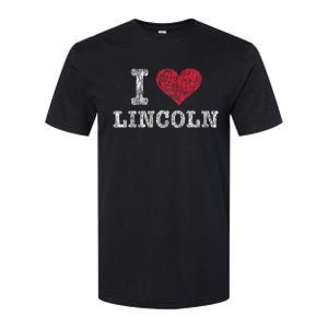 Distressed Retro I Love Lincoln Souvenir Softstyle CVC T-Shirt