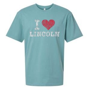 Distressed Retro I Love Lincoln Souvenir Sueded Cloud Jersey T-Shirt