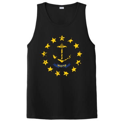 Distress Rhode Island State Flag Vintage Retro PosiCharge Competitor Tank