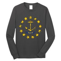 Distress Rhode Island State Flag Vintage Retro Long Sleeve Shirt