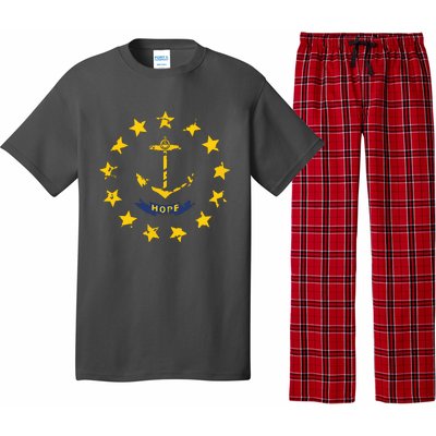 Distress Rhode Island State Flag Vintage Retro Pajama Set