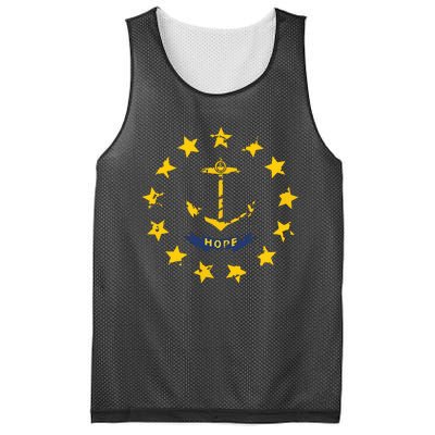 Distress Rhode Island State Flag Vintage Retro Mesh Reversible Basketball Jersey Tank