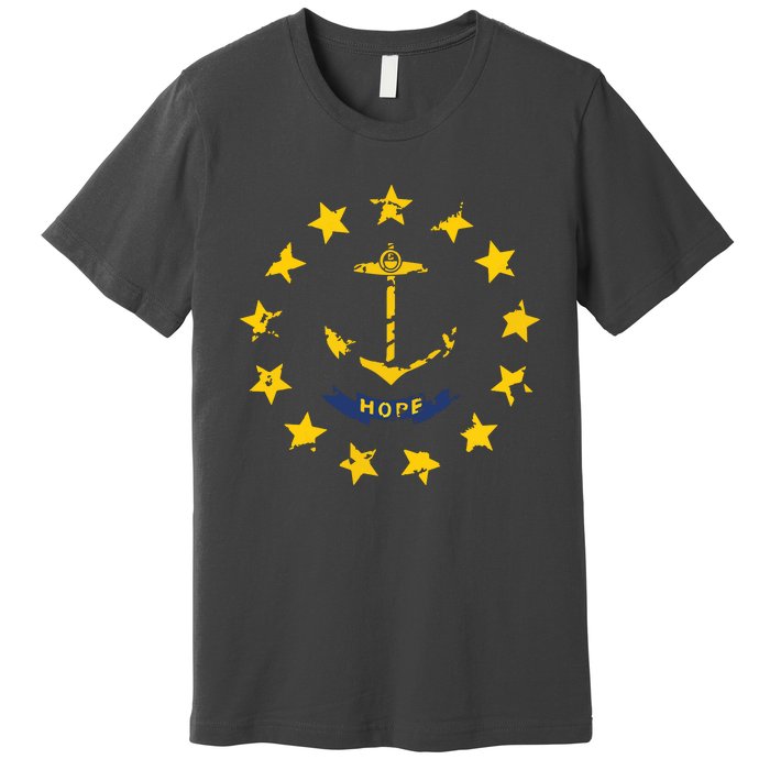 Distress Rhode Island State Flag Vintage Retro Premium T-Shirt