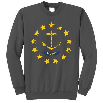 Distress Rhode Island State Flag Vintage Retro Tall Sweatshirt