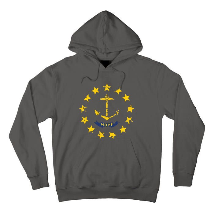 Distress Rhode Island State Flag Vintage Retro Tall Hoodie