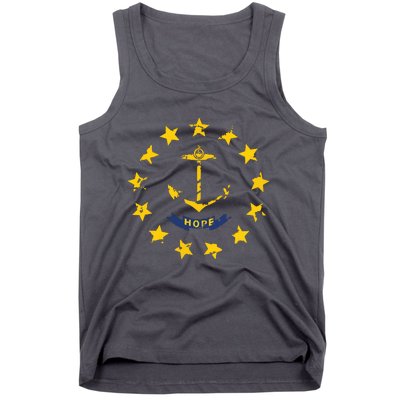 Distress Rhode Island State Flag Vintage Retro Tank Top