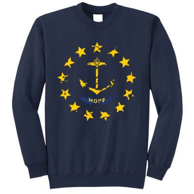 Distress Rhode Island State Flag Vintage Retro Sweatshirt