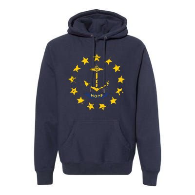 Distress Rhode Island State Flag Vintage Retro Premium Hoodie