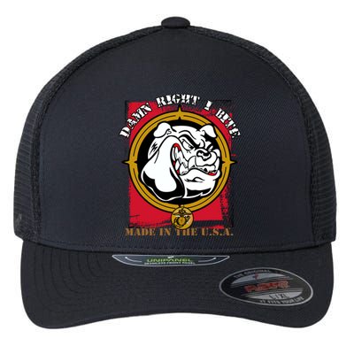 Damn Right I Bite Funny Dog Flexfit Unipanel Trucker Cap