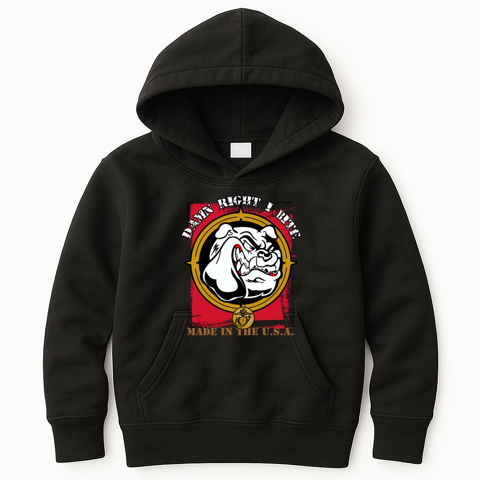 Damn Right I Bite Funny Dog Kids Hoodie