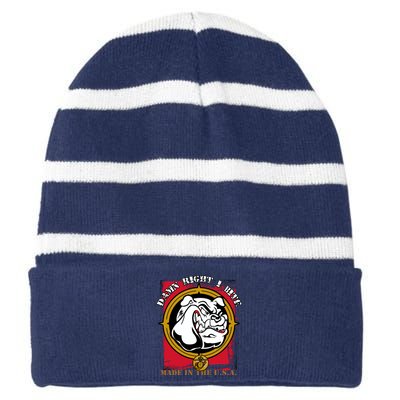 Damn Right I Bite Funny Dog Striped Beanie with Solid Band