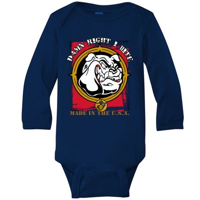 Damn Right I Bite Funny Dog Baby Long Sleeve Bodysuit