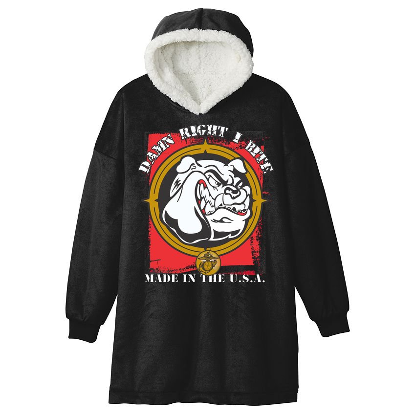 Damn Right I Bite Made In The USA Dog Hooded Wearable Blanket