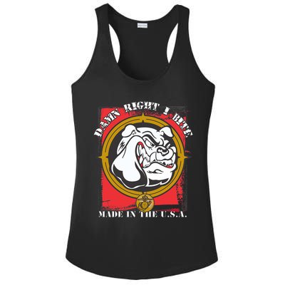 Damn Right I Bite Made In The USA Dog Ladies PosiCharge Competitor Racerback Tank