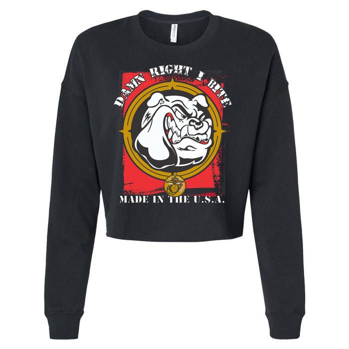 Damn Right I Bite Made In The USA Dog Cropped Pullover Crew