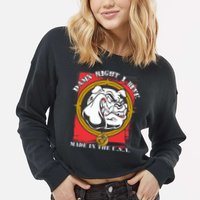 Damn Right I Bite Made In The USA Dog Cropped Pullover Crew