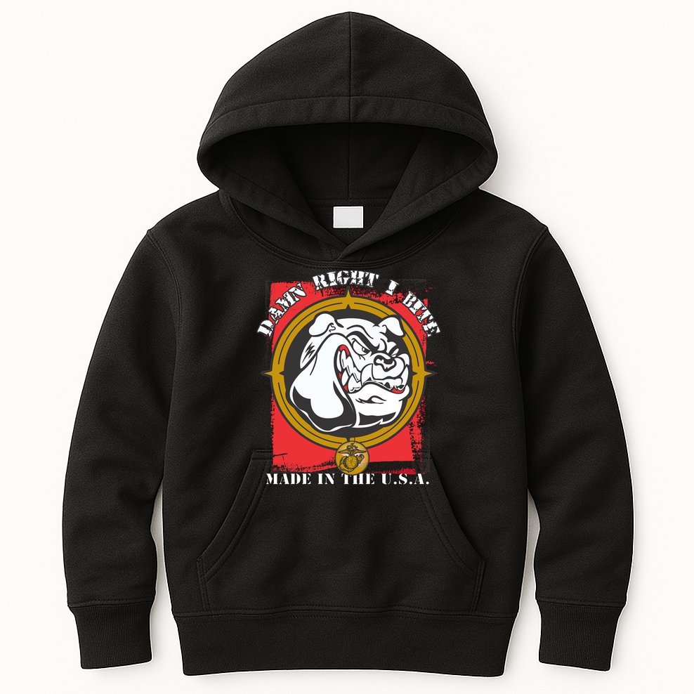 Damn Right I Bite Made In The USA Dog Kids Hoodie