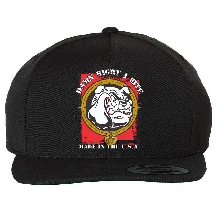 Damn Right I Bite Made In The USA Dog Wool Snapback Cap