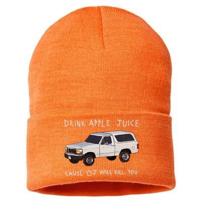 Drink Apple Juice Cause OJ Will Kill You Sustainable Knit Beanie