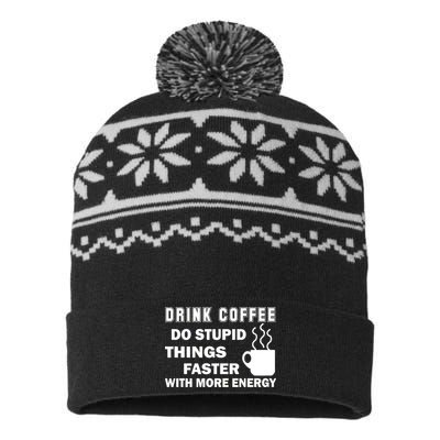 Drink Coffee Do Stupid Things Faster USA-Made Snowflake Beanie