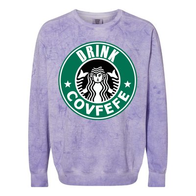 Drink Covfefe Funny Parody Logo Colorblast Crewneck Sweatshirt