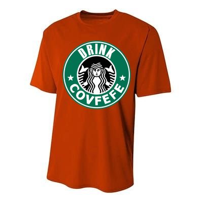 Drink Covfefe Funny Parody Logo Performance Sprint T-Shirt