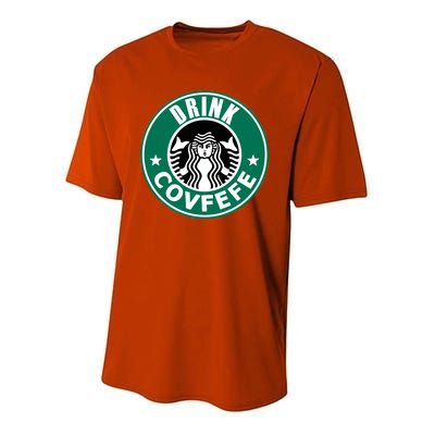 Drink Covfefe Funny Parody Logo Youth Performance Sprint T-Shirt