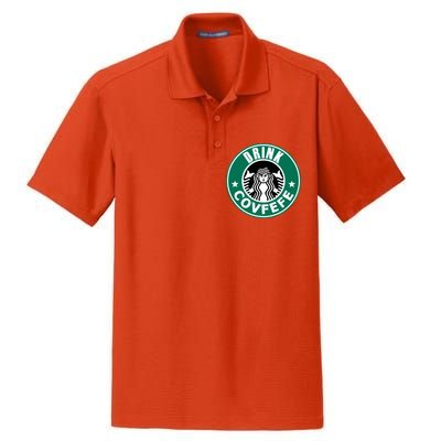 Drink Covfefe Funny Parody Logo Dry Zone Grid Polo