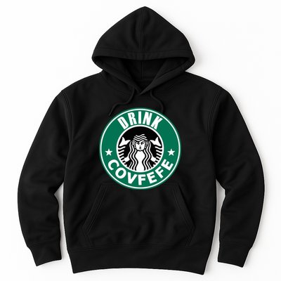 Drink Covfefe Funny Parody Logo Hoodie
