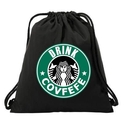 Drink Covfefe Funny Parody Logo Drawstring Bag
