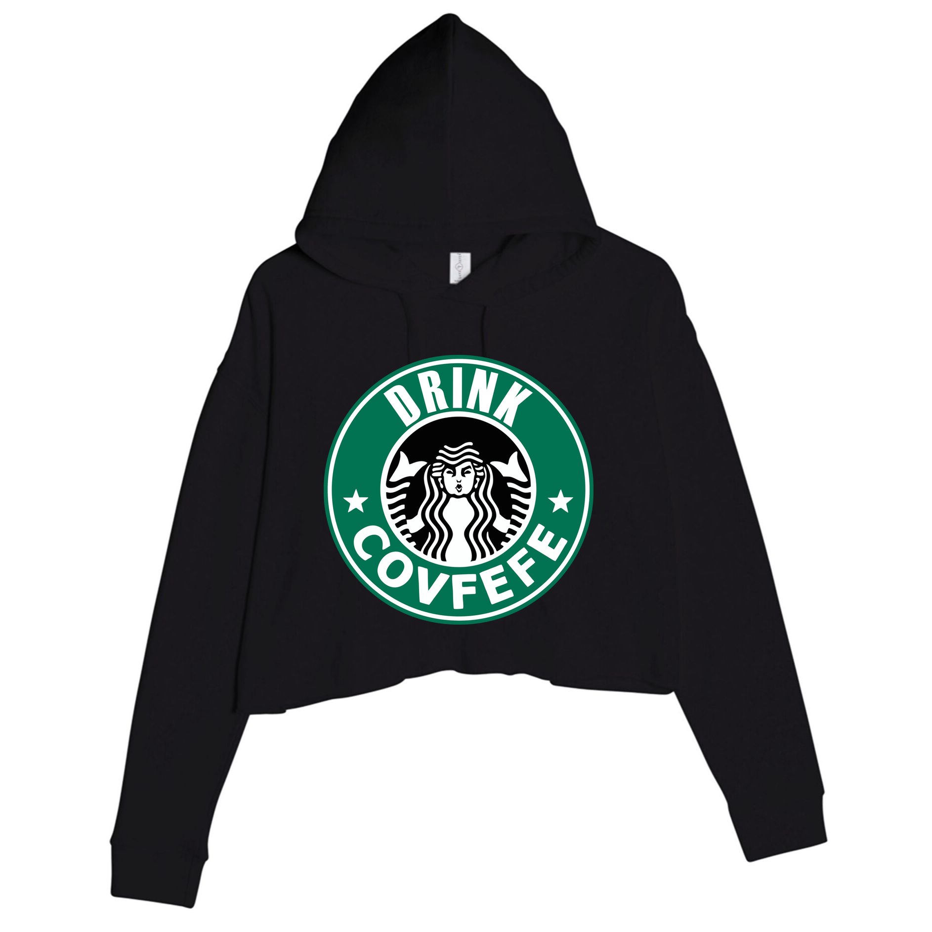 Drink Covfefe Funny Parody Logo Crop Fleece Hoodie