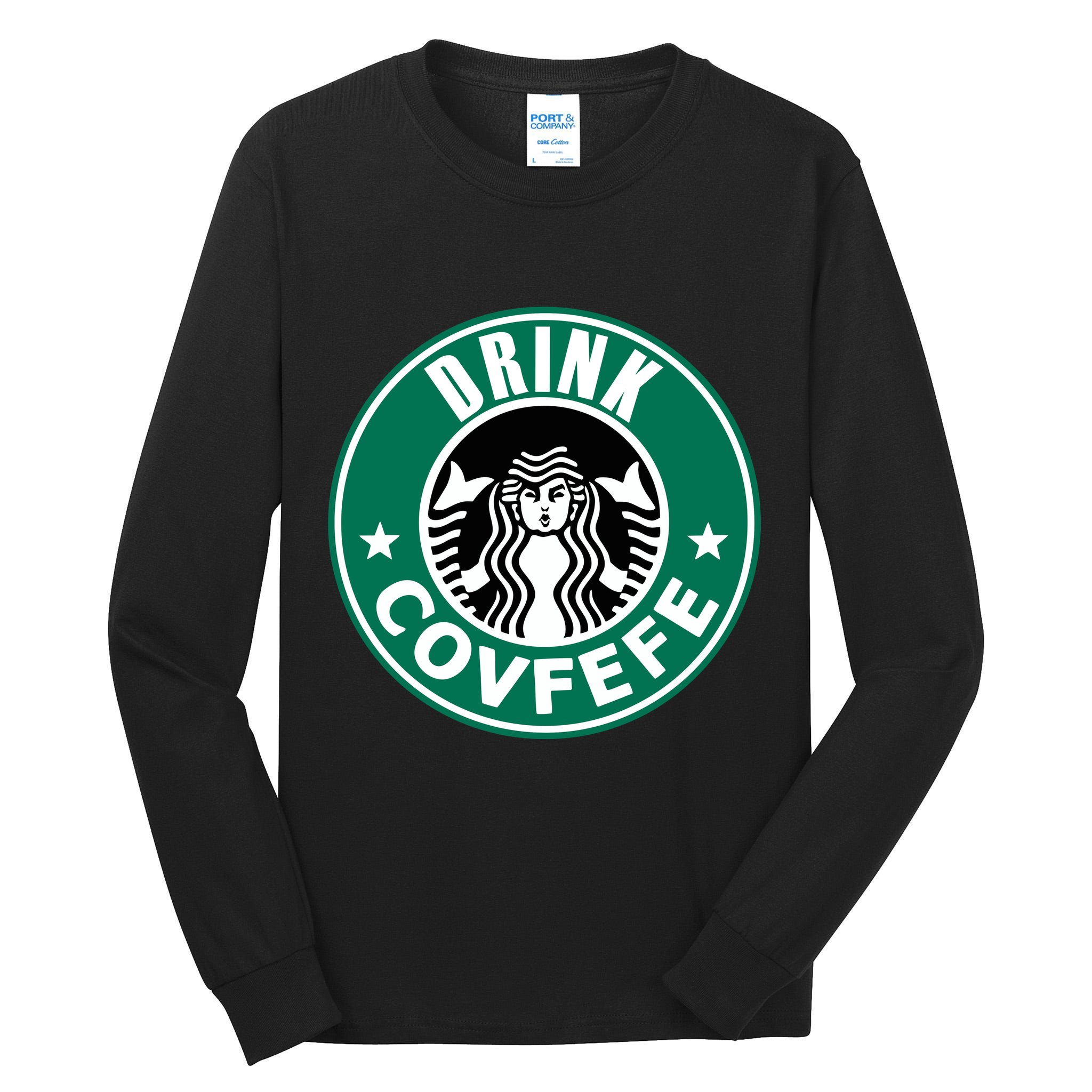 Drink Covfefe Funny Parody Logo Tall Long Sleeve T-Shirt