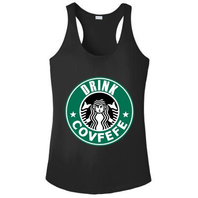 Drink Covfefe Funny Parody Logo Ladies PosiCharge Competitor Racerback Tank
