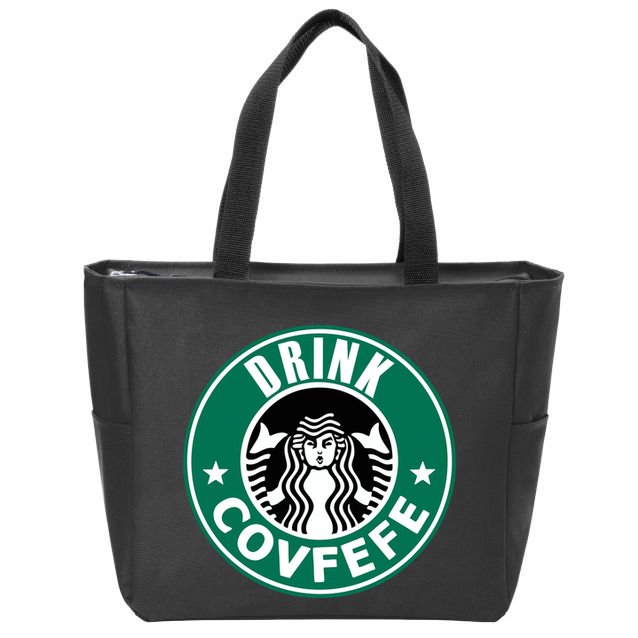 Drink Covfefe Funny Parody Logo Zip Tote Bag