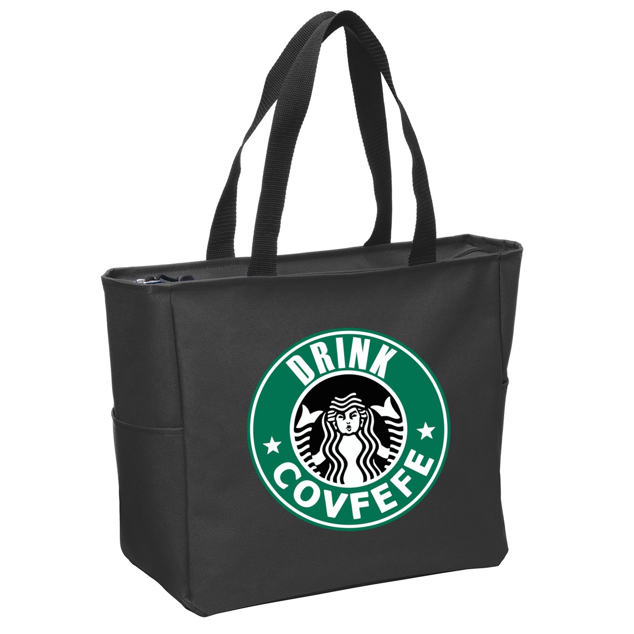 Drink Covfefe Funny Parody Logo Zip Tote Bag