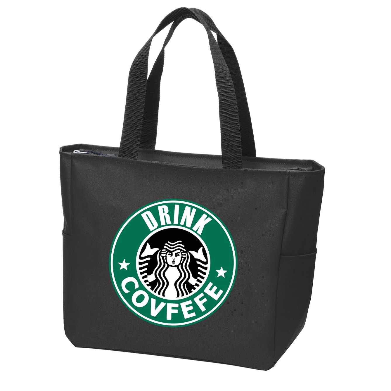 Drink Covfefe Funny Parody Logo Zip Tote Bag