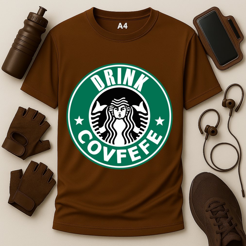 Drink Covfefe Funny Parody Logo Cooling Performance Crew T-Shirt