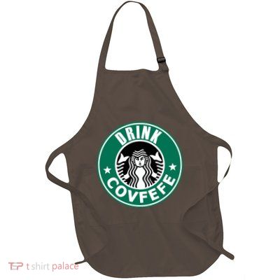 Drink Covfefe Funny Parody Logo Full-Length Apron With Pockets
