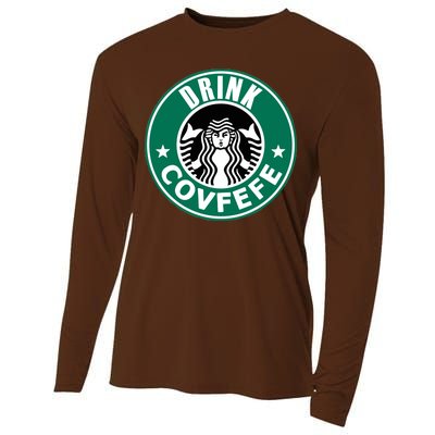 Drink Covfefe Funny Parody Logo Cooling Performance Long Sleeve Crew