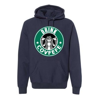 Drink Covfefe Funny Parody Logo Premium Hoodie