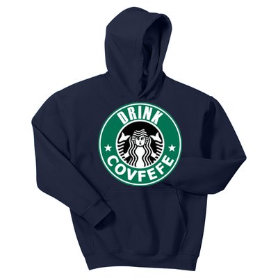 Drink Covfefe Funny Parody Logo Kids Hoodie