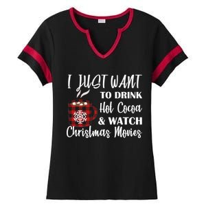 Drink Hot Cocoa And Watch Christmas Movies Ladies Halftime Notch Neck Tee